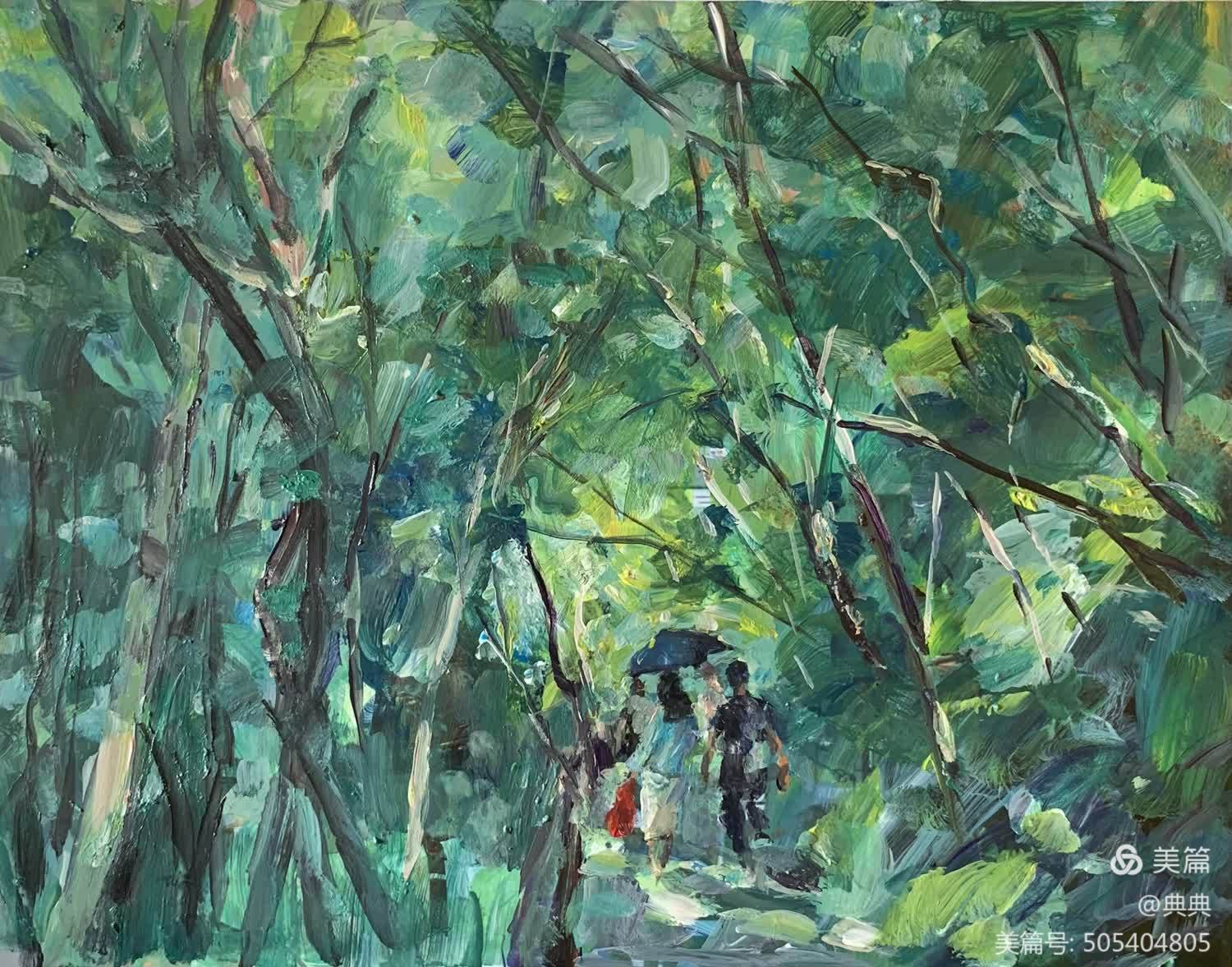 陆静波 油画 《林幽人声近》.jpg